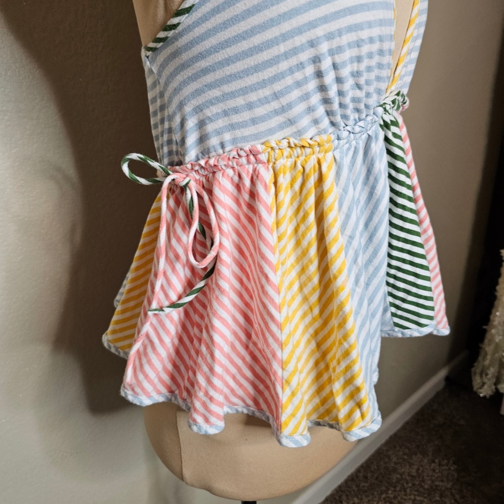 Anthropologie Mixed Stripe Ruffle Halter Tank Top Multi Color Size Medium - Picture 4 of 9